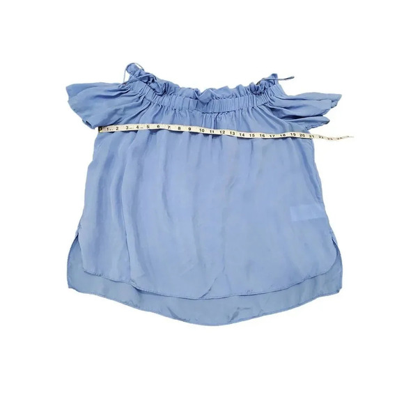 SANDRO Saint Trop Off-the-shoulder Top In Azur Blue Sz 1 or L - Picture 9 of 10